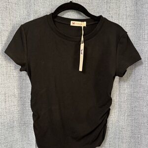 Black Women's Ruched Side top